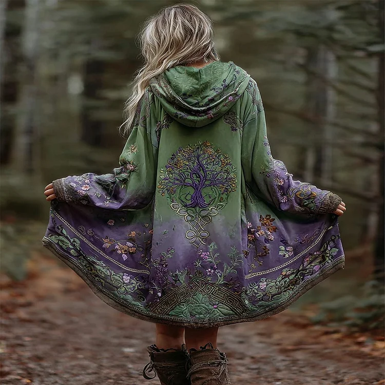 Women's Viking Tree Of Life Cozy Warm Cardigan Jacket