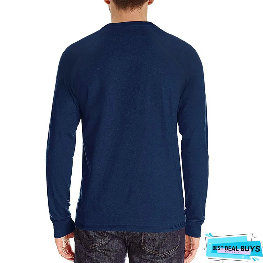 Men's Long-Sleeved Bottom Shirt with Round Collar