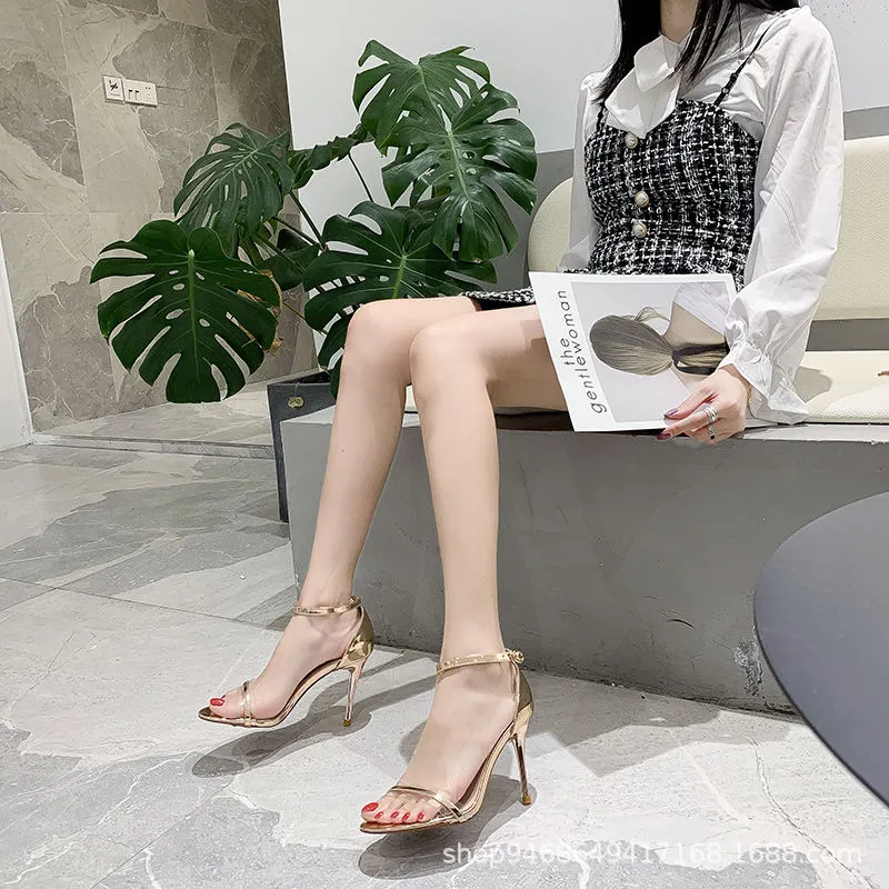 Breakj Breakj Summer New With Buckle Sandals Female Sense Silver Fairy Wind 9CM Bed High Heel