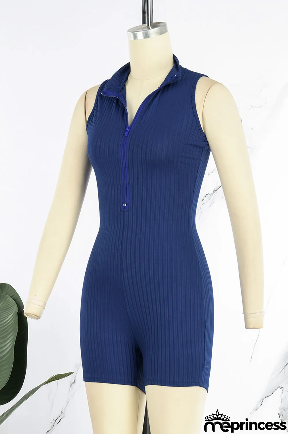 Pink Casual Solid Patchwork Zipper Collar Skinny Jumpsuits