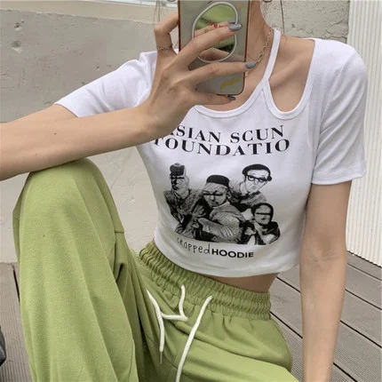 Brownm Brownm Short-Sleeved T-Shirt Female Summer 2024 New Retro Slim Heart Machine Hollow-Out Hot Girl Ins Trendy Top