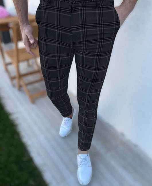 Fashion Plaid Print Comfy Slim Fit Pencil Pants