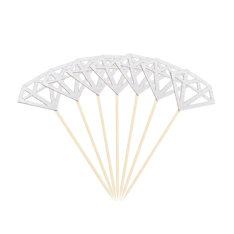 20Pcs Gold Silver Glitter Diamond Ring Cupcake Toppers Cake Topper Wedding Cupcake Topper Birthday Party Wedding Decoration