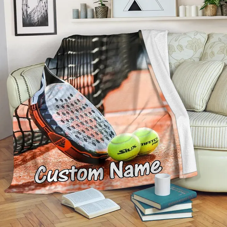 Racket Padel Ball Custom Name Blanket / Padel Ball Throw Blanket | BKKid611