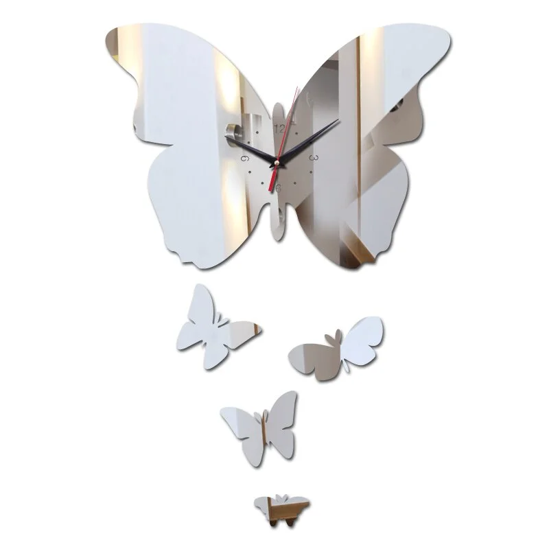 Nigikala Arrival Diy mirror acrylic material wall sticker modern wall quartz clocks new design butterfly decoration home wall watches