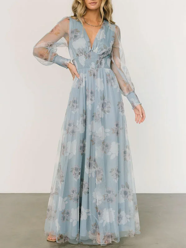 Chiffon Floral Mesh Women's Dress