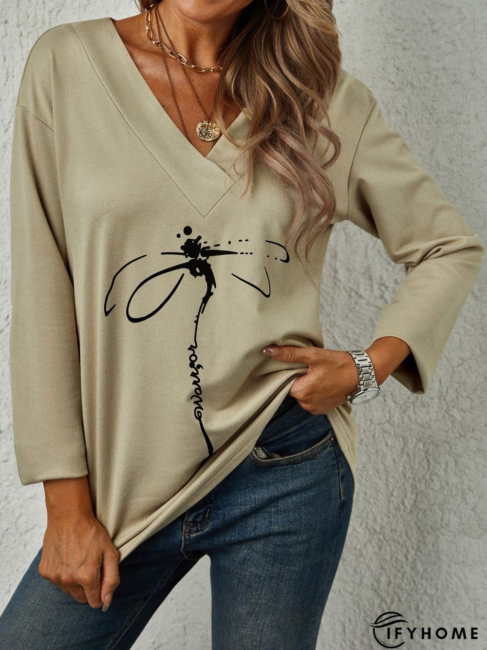 Casual Long Sleeve Printed Tunic Top | IFYHOME