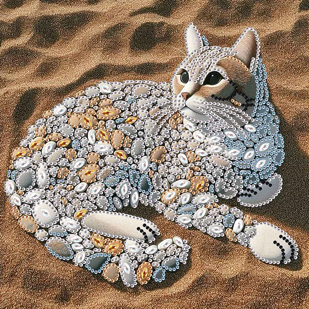 Abstract Pebble Cat 30*30cm(canvas) special shaped drill diamond painting