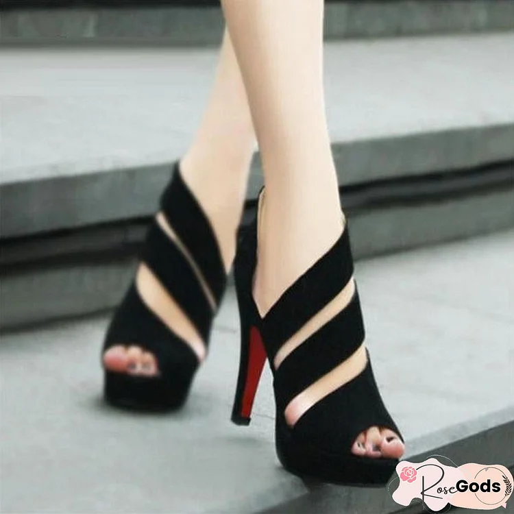 Women Summer Gladiator High Heels Peep Toe Sandals Shoes