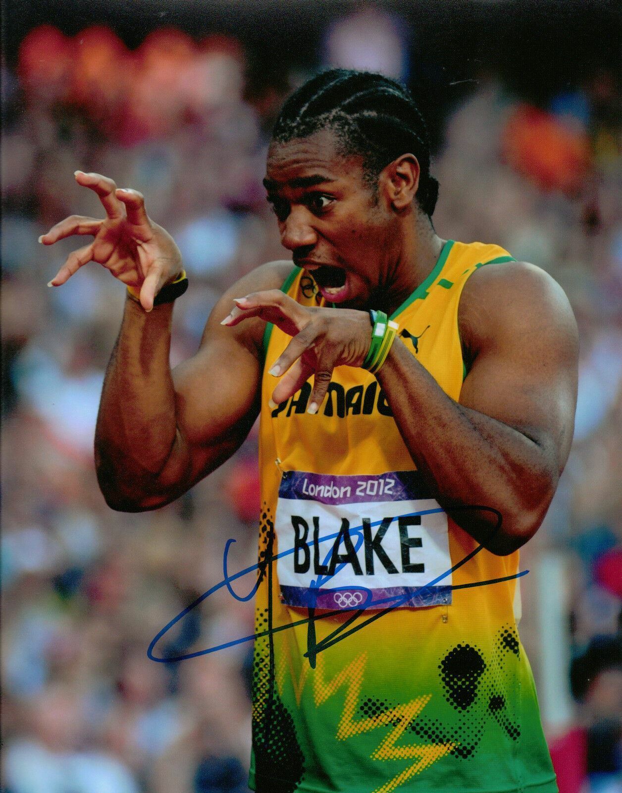 Yohan Blake Genuine Hand Signed 10X8 Photo Poster painting London 2012