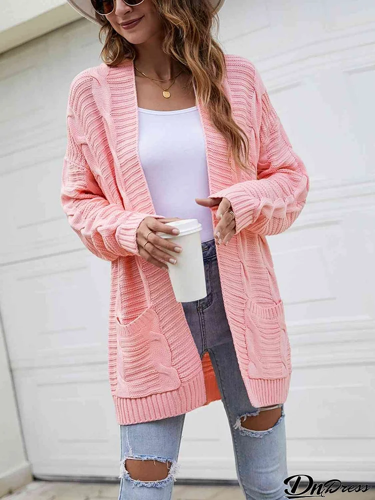 Open Front Dropped Shoulder Longline Cardigan