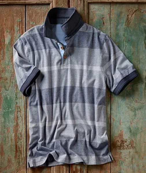 Men's Casual Striped Short Sleeve Polo T-Shirt