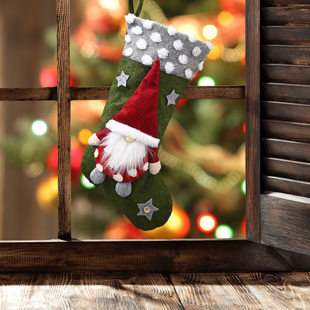 

Christmas Large Stocking with 3D Faceless Doll Pendant Xmas Candy Gift Bag, 501 Original