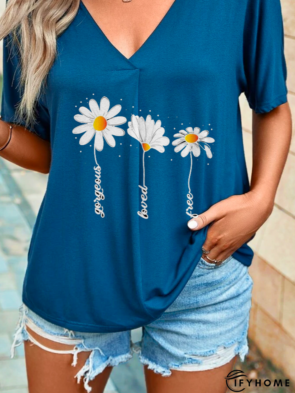 Daisy Loose Casual Jersey T-Shirt | IFYHOME