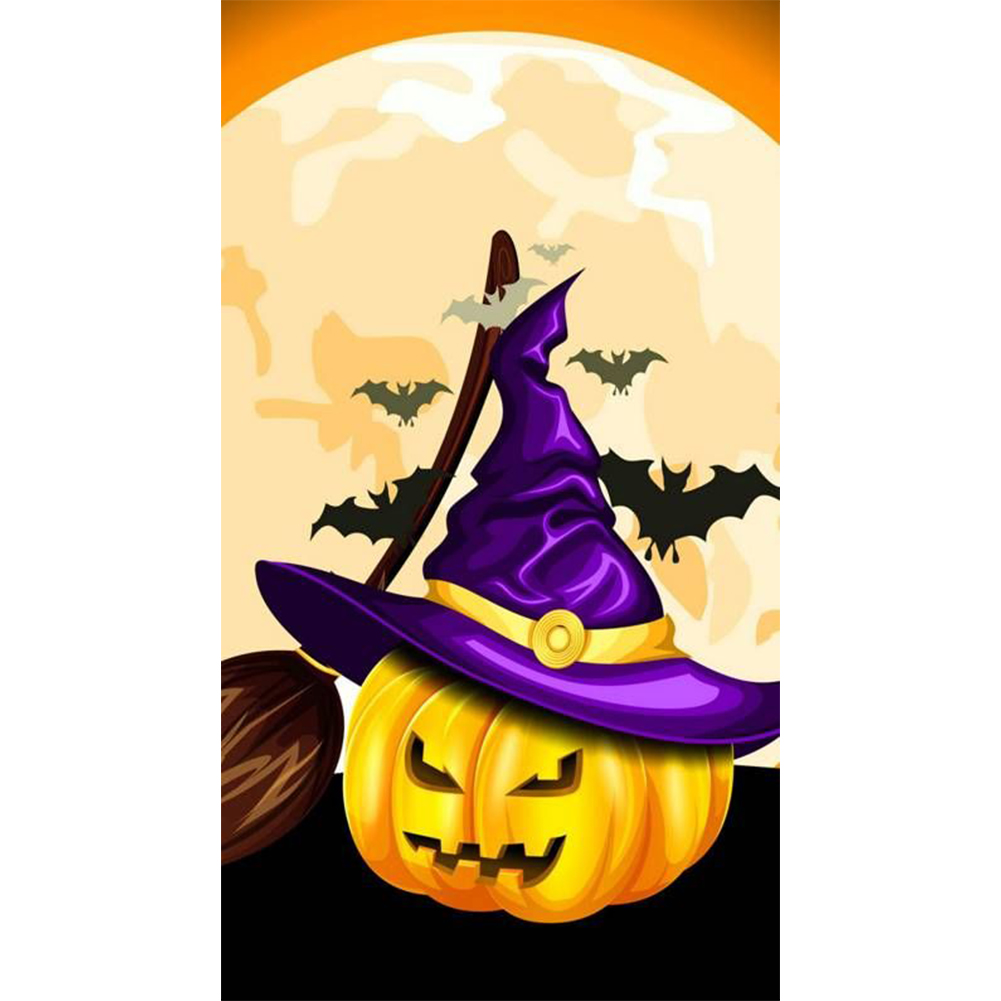 Хэллоуинская тыква с шляпой ведьмы