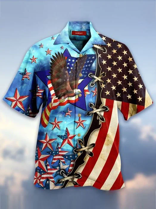 America Mens Patriotic Hawaiian Shirt