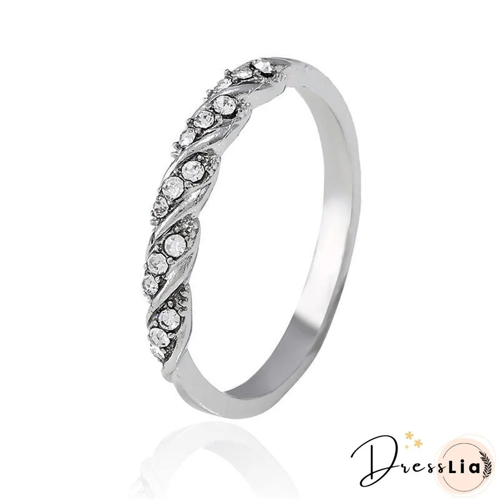 Jewelry-Simple Diamond-studded Twist Ring