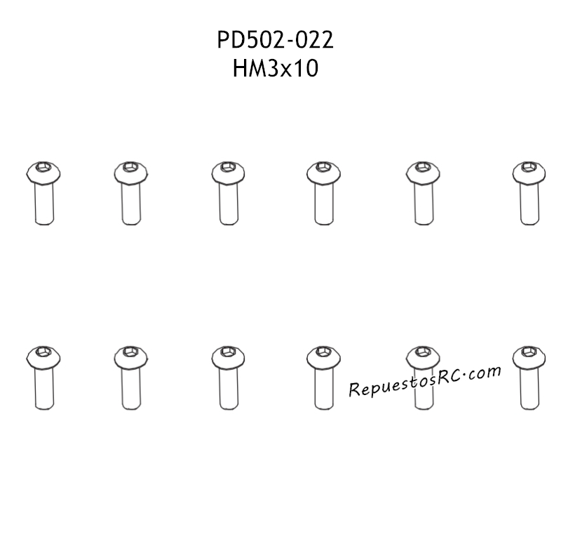 PD RACING TK10 Piezas HM3x10 Tornillo Hexagonal con Cabeza en B PD502-022
