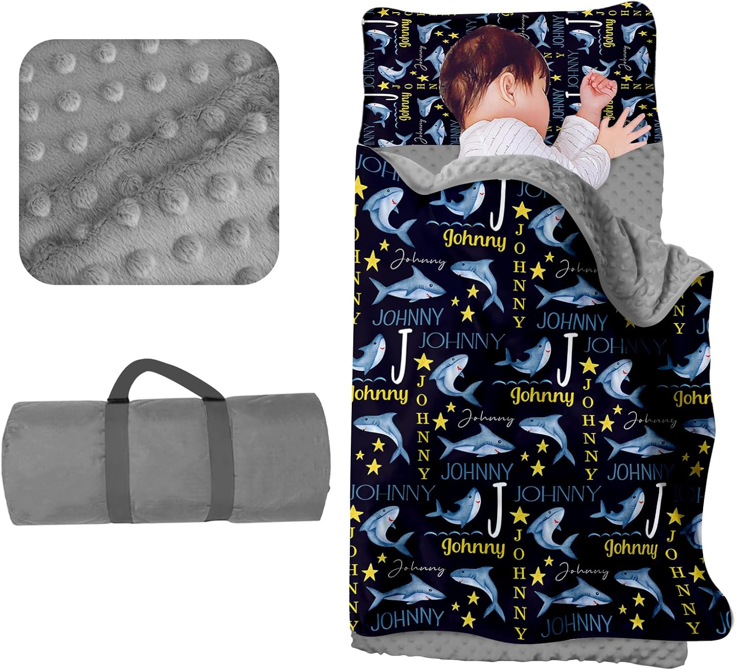 AOLOA Personalized Toddler Nap Mat - Custom Name Slumber Bag With Fire