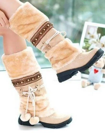 Qengg Warm Thickened Fur Over Knee High Heel Boots Women Shoes Fashion Sexy Botas Long Woman Footwear AH053 size 35-40 ghu89