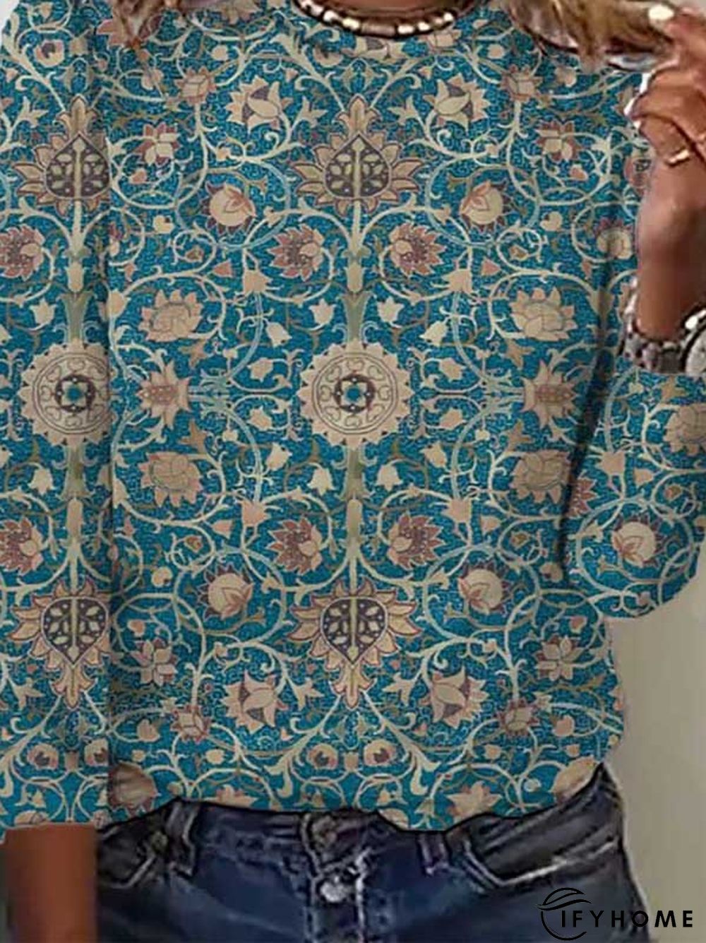 Casual Long sleeve Ethnic T-Shirt | IFYHOME