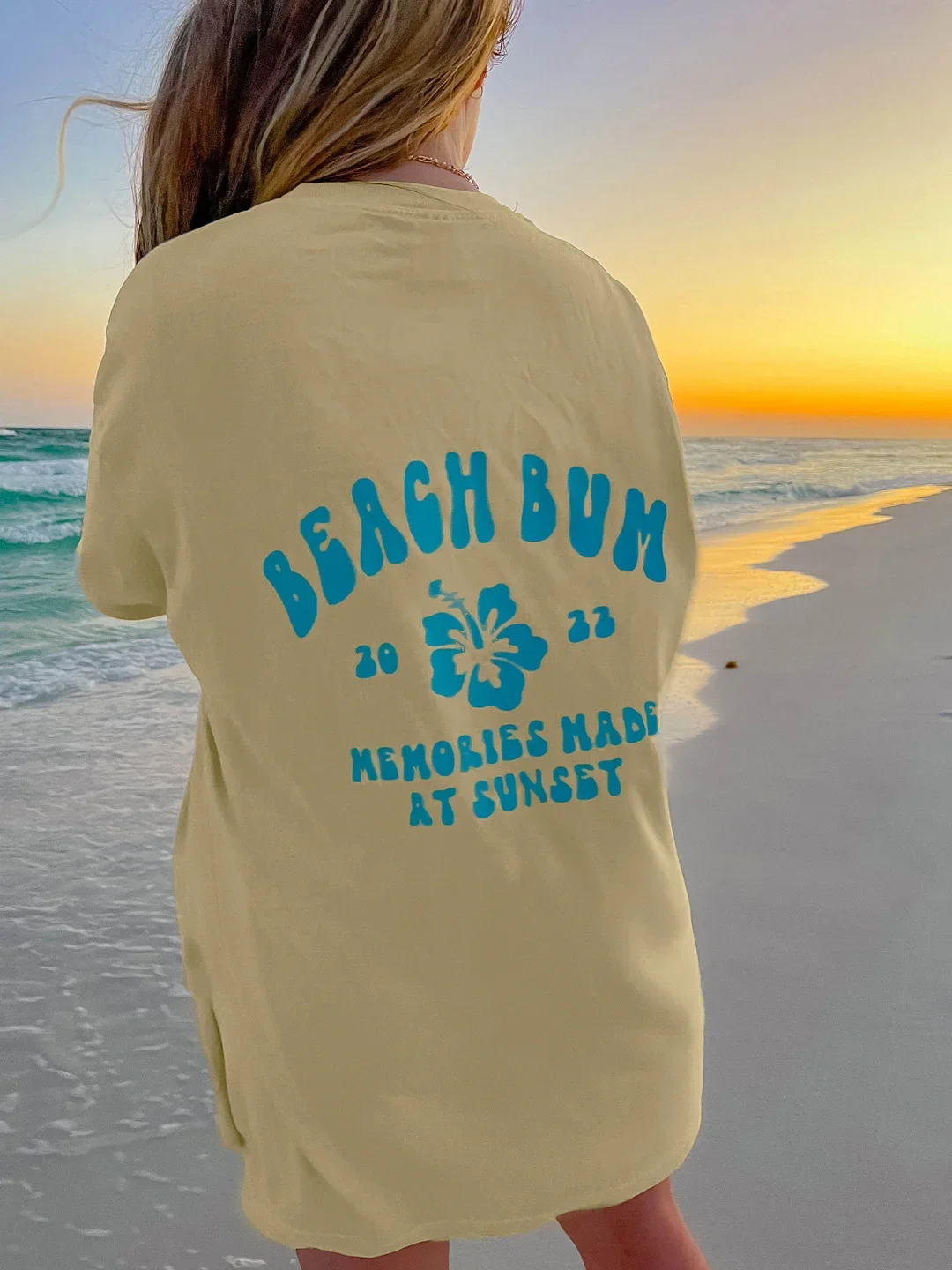 Women's Beach Bum Floral Print Loose T-Shirt