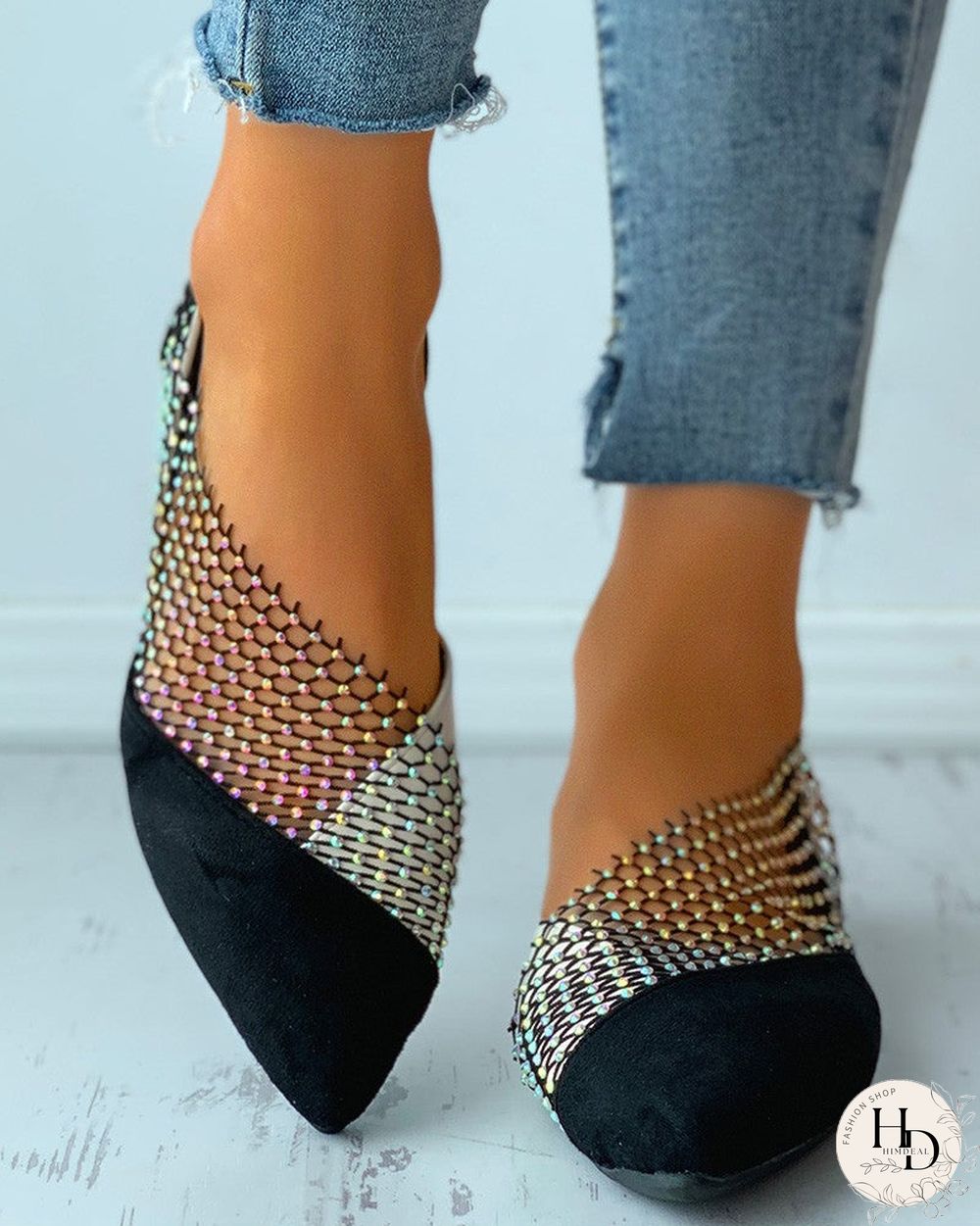 Colorblock Studded Patch Slip-On Shoes