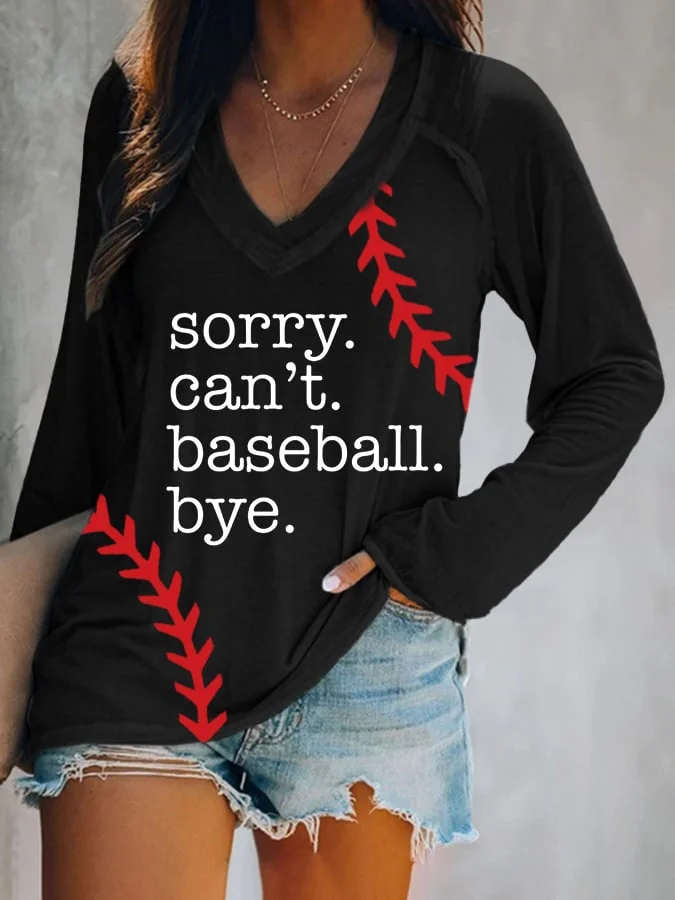 Women's Sorry Can't Baseball Bye Print Casual T-Shirt socialshop
