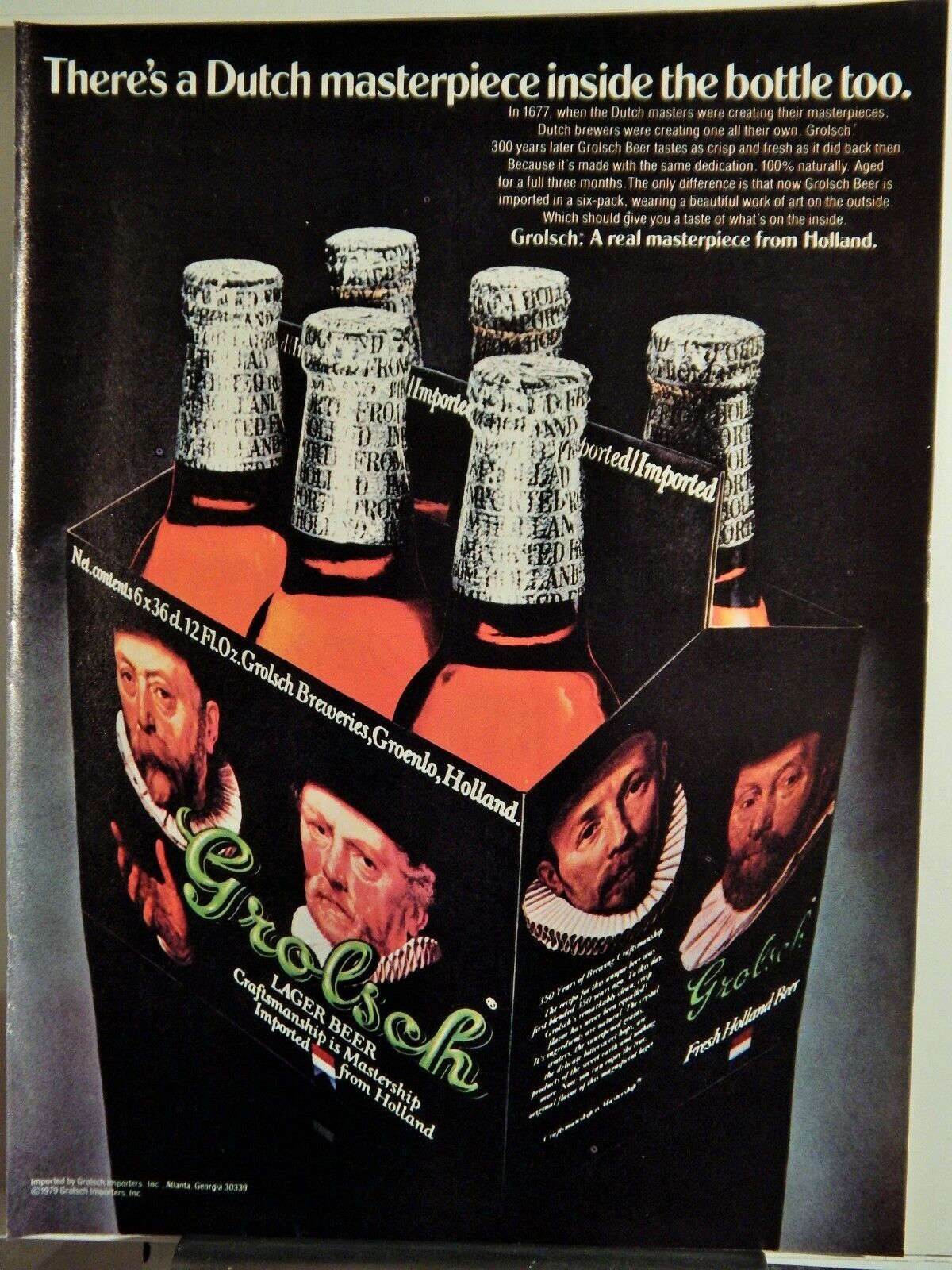 GROLSCH LAGER BEER / ABSOLUT VODKA ORIGINAL VTG 1979 Photo Poster painting AD,