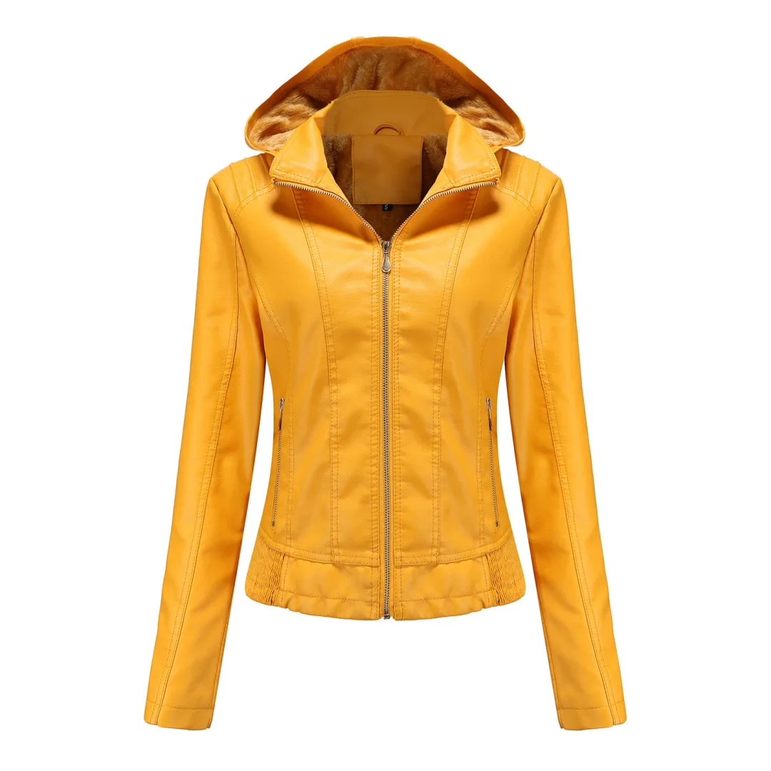Leather Plush Winter Jacket For Women