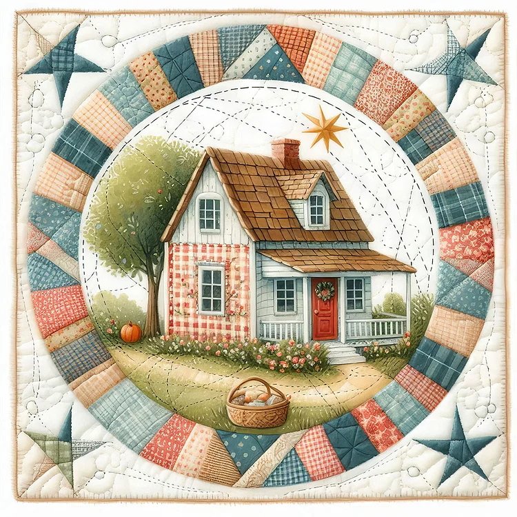 House 40*40CM (Canvas) Full Round Drill Diamond Painting gbfke