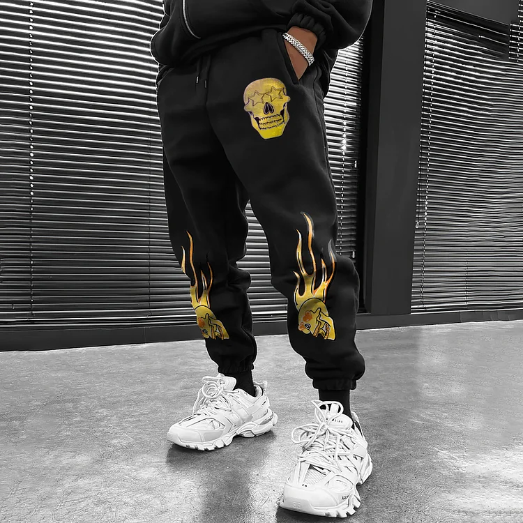 Flame Grunt Print Sweatpants