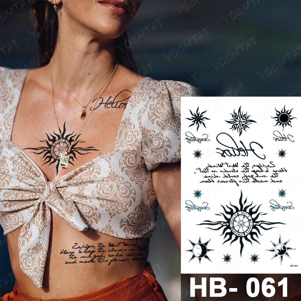 Black Word Waterproof Temporary Tattoo Sticker English Sanskrit Arabic Letter Language Totem Sexy Body Art Fake Tatto Women Men
