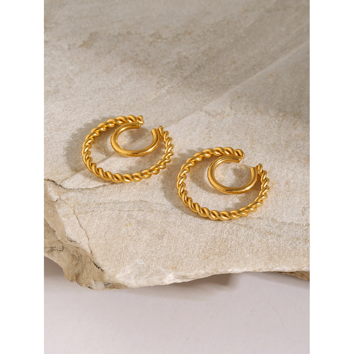 Women IG Style Mesh Stainless Steel Electroplating Clip On Earrings