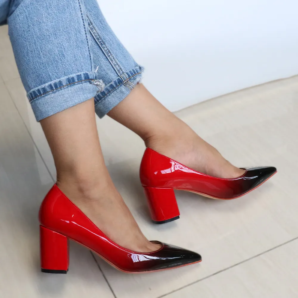 65mm Women Chunky Heels Comfortable Middle Block Heel Pumps-vocosishoes