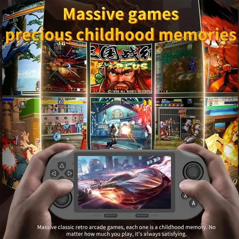 SF3000 Retro Handheld Game Console 4.5 Inch IPS Screen 3000mAh Battery 14 Emulators 20000+ Games Portable Gaming System for Boy Gift - Compact Card Controller multi-emulator support built-in memory Black Protection