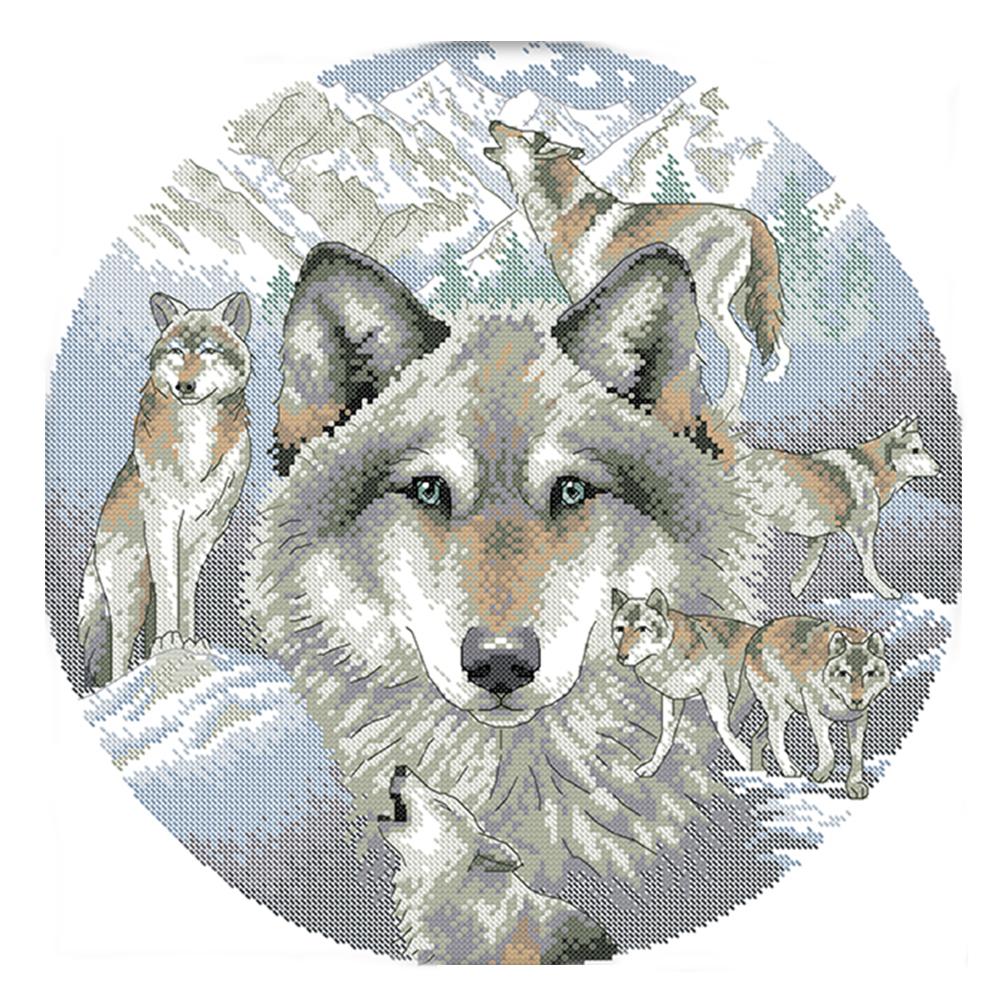 

Wolf Soul - 14CT Stamped Cross Stitch - 38*38cm, 501 Original