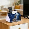 Diamond Art Tissue Box Cover DIY PU Desktop Organizer Large(WOLF)
