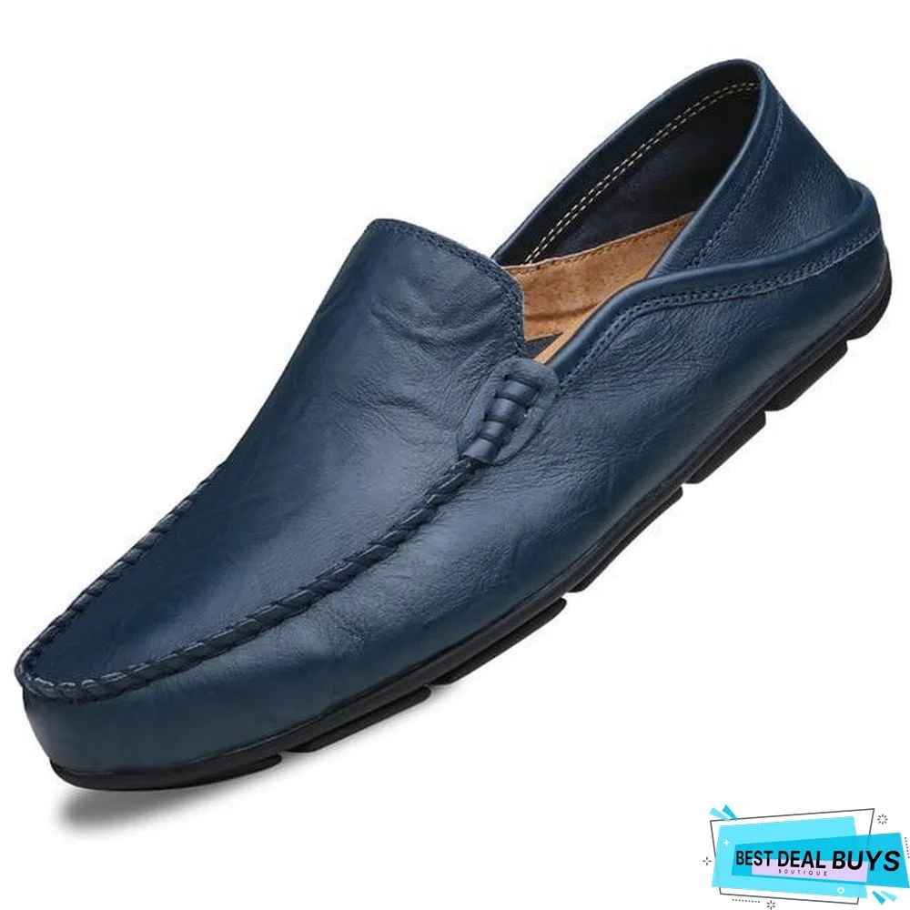 Men's Genuine Leather Loafers Casual Flat Shoes