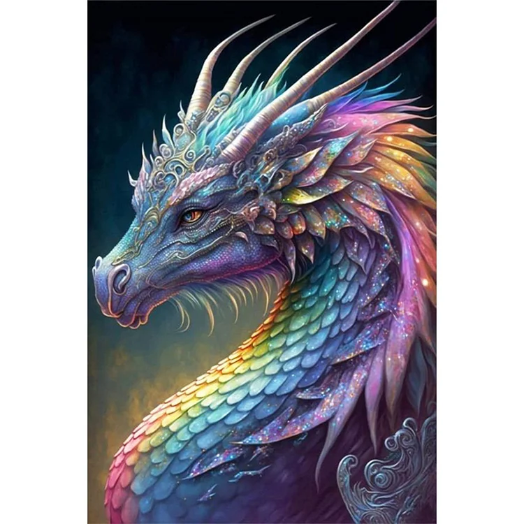Full Round Diamond Painting - Rainbow Dragonscale Dragon 40*60CM