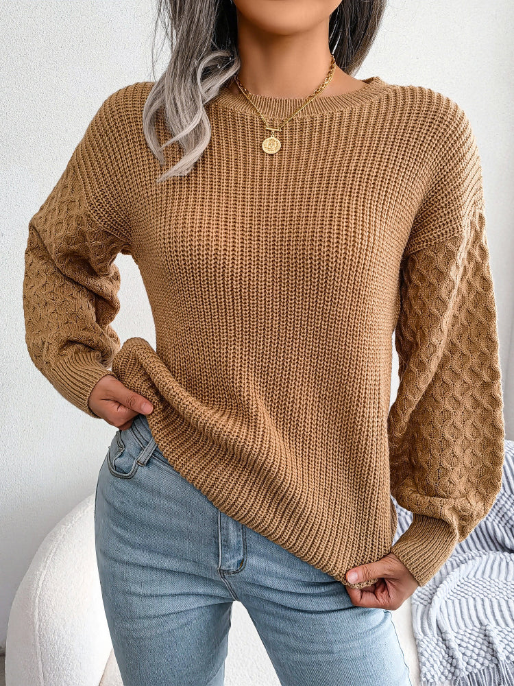 Women's Winter Solid Color Casual Long Sleeve Crew Neck Sweater