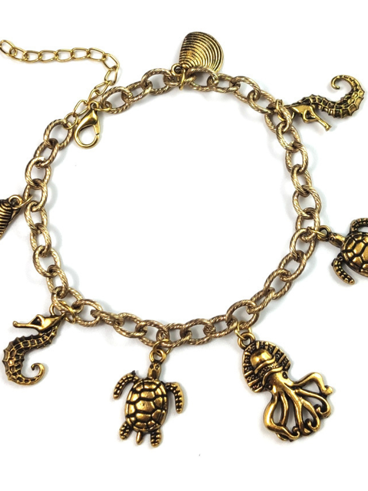 Boho Marine Element Pendant Tassel Anklet  artssus