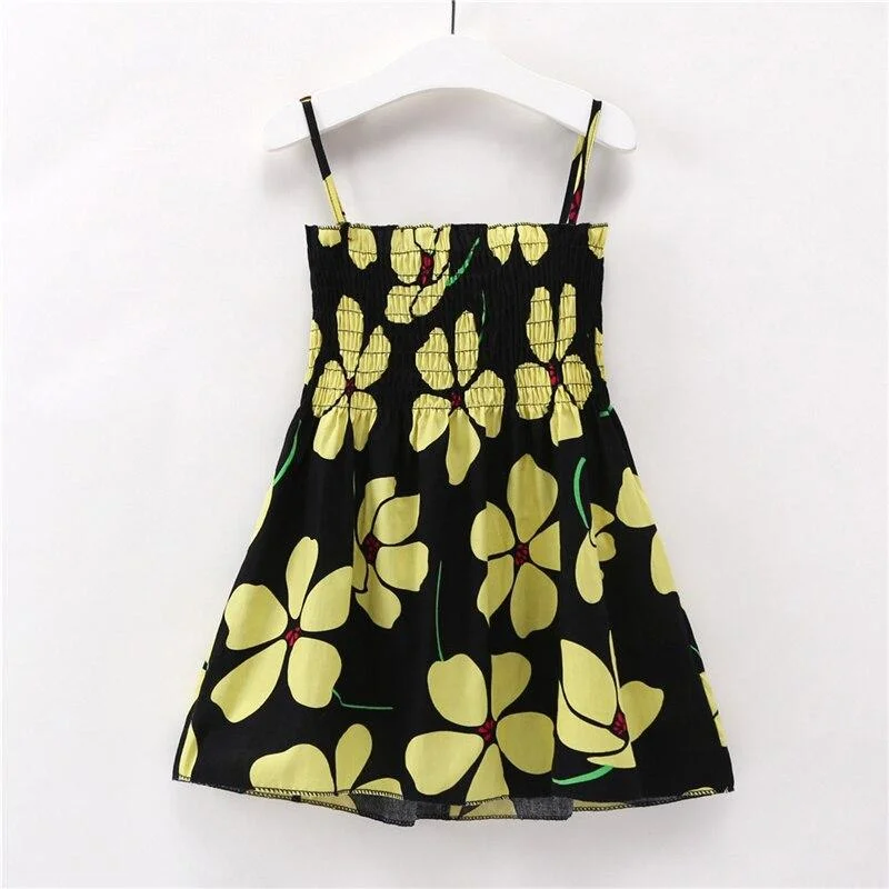 Baby Girl Dress 2020 Summer Kids Sleeveless Braces Dresses Girls Cotton Print Floral Princess Dress Children Casual Clothing