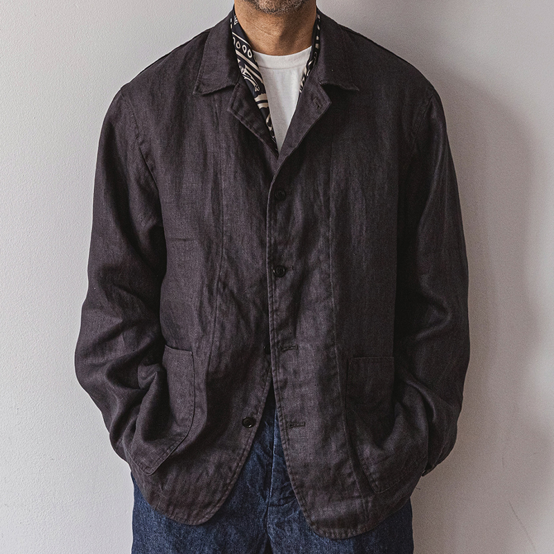 Men's Casual  Linen Twill Work Black  Jacket