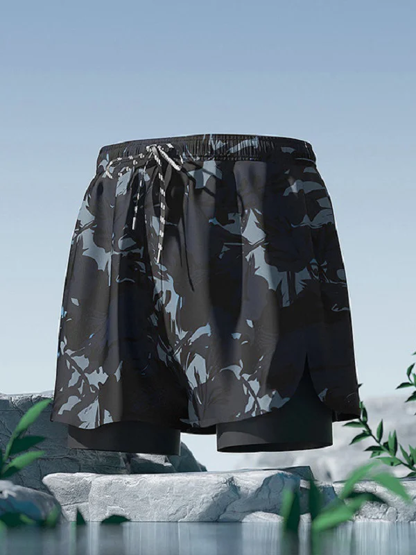 2 in 1 Short Liner Tropical Printed Quick-Drying Trunks