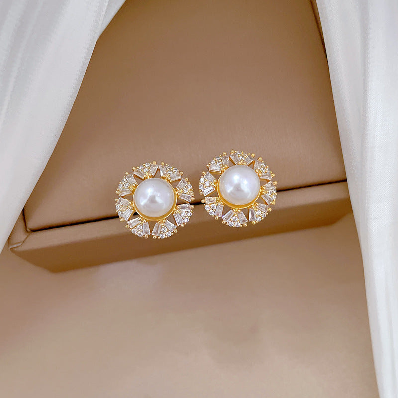 Korean Cosmos Geometric Titanium Steel Electroplating Earrings