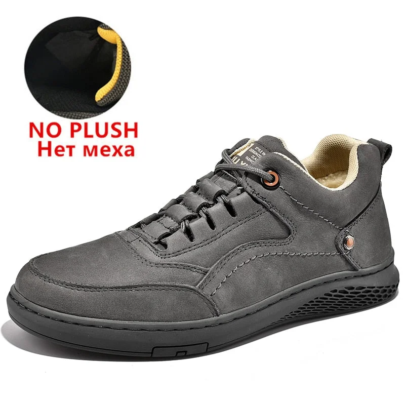 Brand Men Boots Leather Men's Snow Boots Luxury Mens Sneakers Winter Shoes for Men Outdoor British Autumn Spring Boots Moccasins