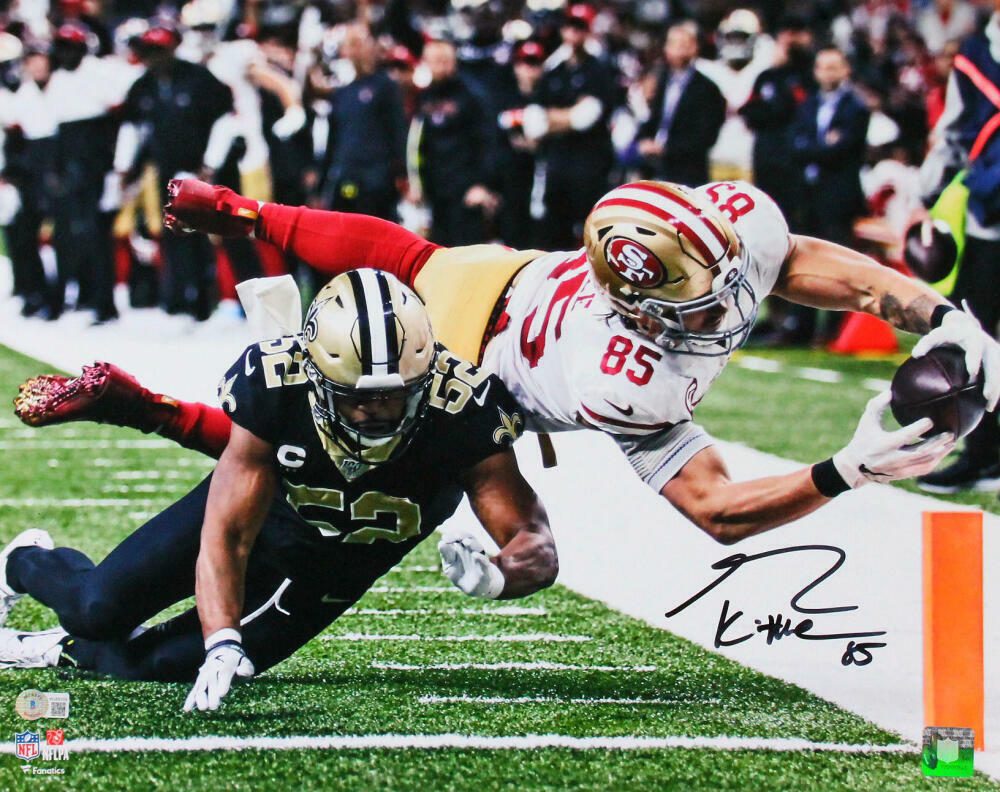 George Kittle Signed SF 49ers 16x20 Diving Catch Vs Saints Photo Poster painting- BA W Hologram