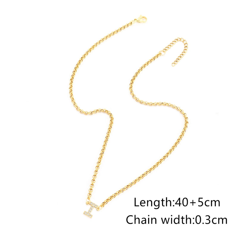Minimalist Classic Style Letter 201 Stainless Steel Copper Zircon Women’s Pendant Necklace Men Pendant Necklaces