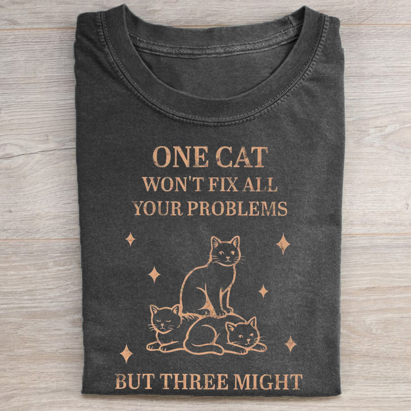 Three Cats Graphic T-Shirt-ShawnCraft